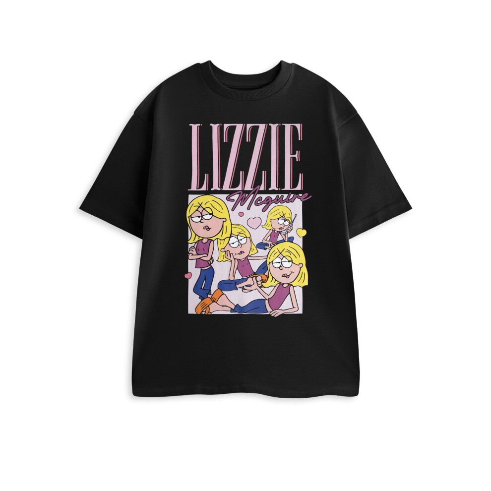 Disney Women's Black ) Lizzie Mcguire Short Sleeved T-Shirt ( ) Large