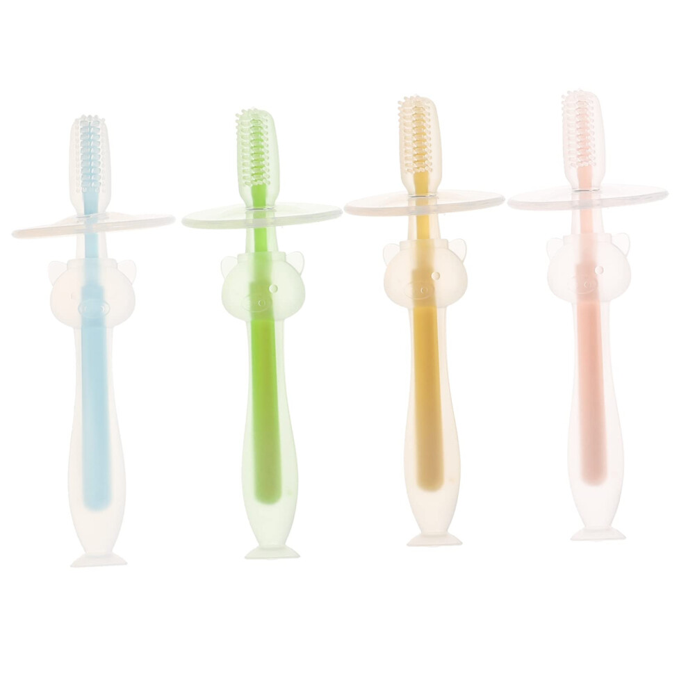 Baby Toothbrush Suction Base Set 12M Toddler Soft Silicone Tooth Brush Set