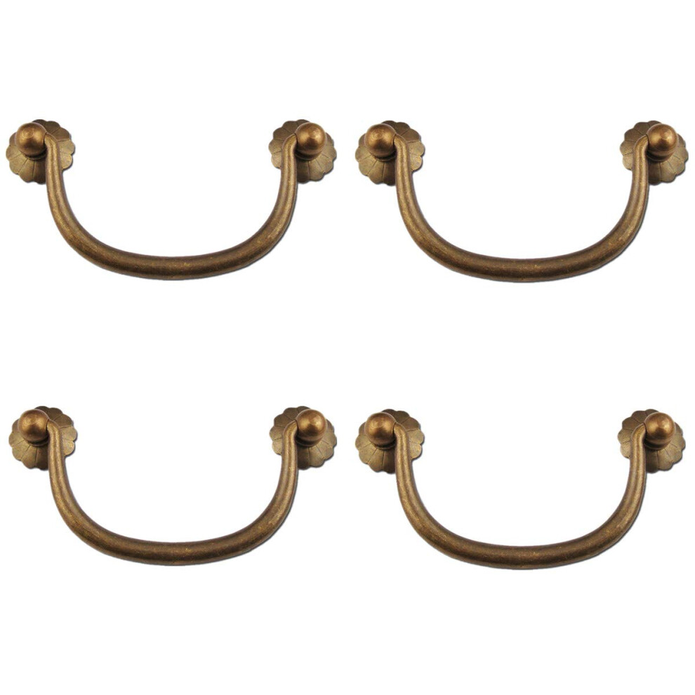 Txinmin 4 Pack Traditional Bail Cabinet Hardware Handle Pull Antique Brass Drawer Pull, 3-3/20 Inch Hole Centers (80Mm), Black Bronze Tone 6493810918971
