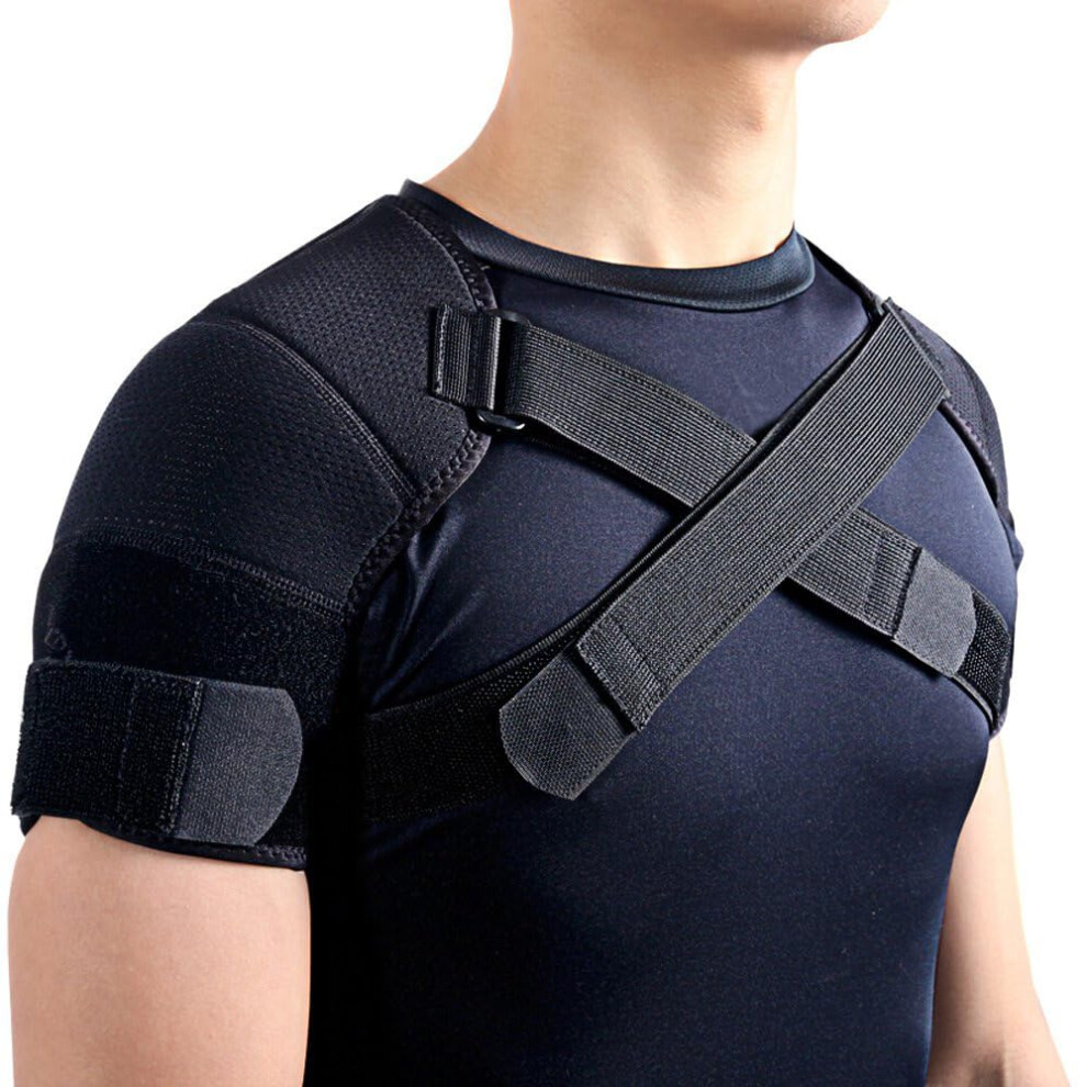 Double Shoulder Support Brace Strap Wrap Neoprene Protector,XL