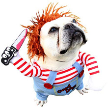 Pet Deadly Doll Dog Costume, Halloween Christmas Dog Costume Adjustable Dog Cat Cosplay Costume for Small and Medium Pets(L)