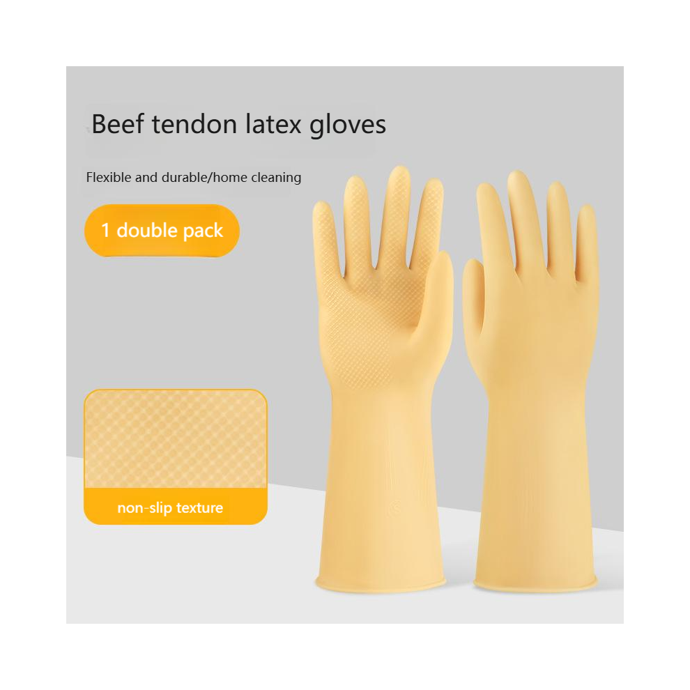 (yellow, M) 5 pairs of beef tendon durable dishwashing housework gloves kitchen labor protection waterproof rubber latex gloves yellow thick protectiv-image-OPC-PHZJRSC-NEW