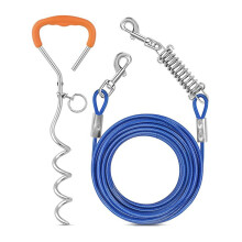Heavy Type Dog Tie Out Cable and Stakes Garden Ground Dogs Leads Leashes for Media to Large Dogs
