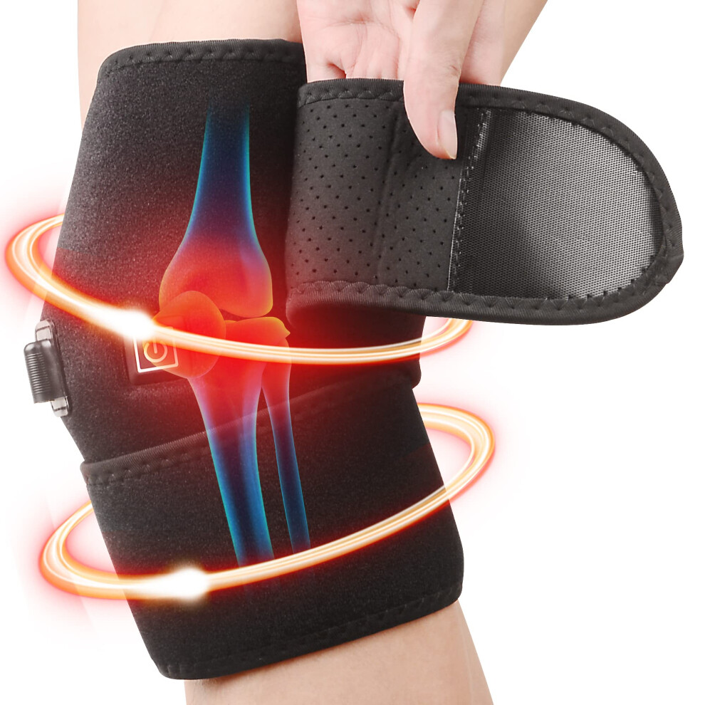 Heated Knee Brace Wrap Support, Knee Heating Pad with 3 Adjustable Temperature, Knee Warmer