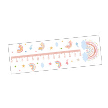 Kids Growth Chart Wall Sticker Nursery Cartoon Rainbow Height Measurement Ruler Wall Decal for Child's Room Decoration
