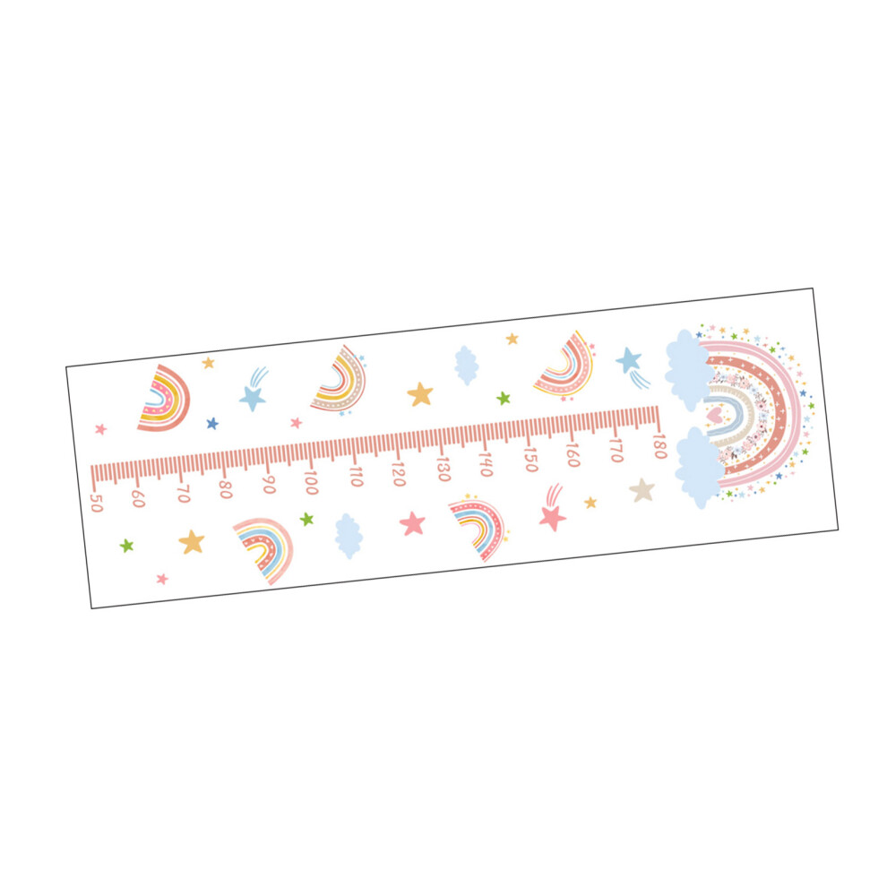 Kids Growth Chart Wall Sticker Nursery Cartoon Rainbow Height Measurement Ruler Wall Decal for Child's Room Decoration