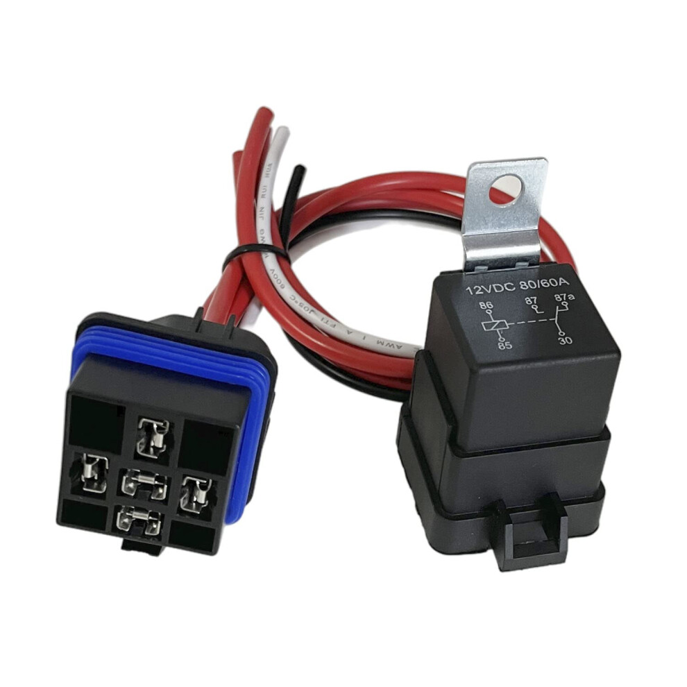 60/80 Amp 12V Automotive Relay With Pigtail,5Pin 12 Awg Copper Wires Marine Relays 6493810793127