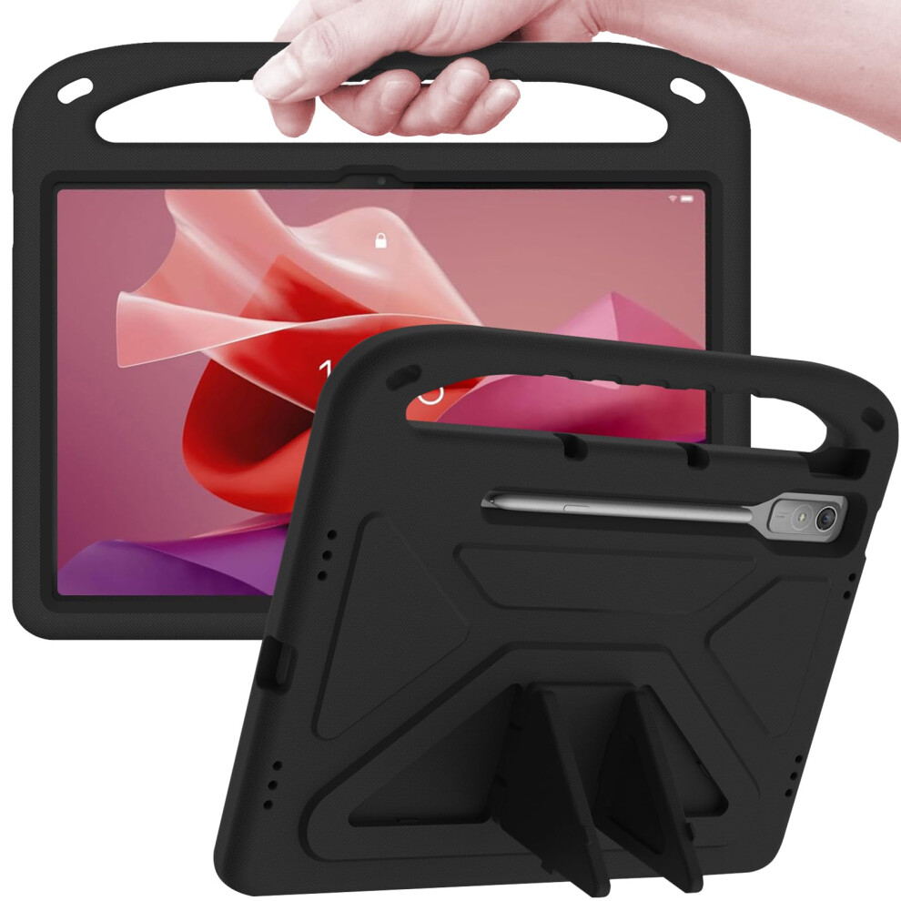 for Lenovo Tab P12 Case 12.7-inch , Kids Case Cover with Handle Stand for Lenovo P12 Gen 1 (TB370FU) Tablet (Black)