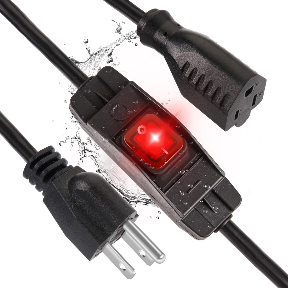 Outdoor Extension Cord With Switch 1875W 14Awg Sjtw 3 Prong [1.5Ft,Ul Listed] 6493810793615