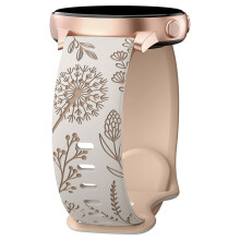 Engraved Silicone Watch Band Repalcement for 20mm Width Intelligent Watch Dandelions Design Watch Straps BeltMilk Tea