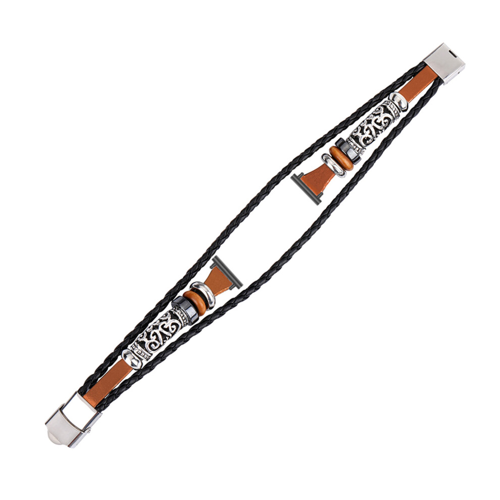 Vintage Beaded Bracelet Watch Strap For Smartwatches Ethnic Wristband With Pu Leather And Metal Charmbrown 7696130860879