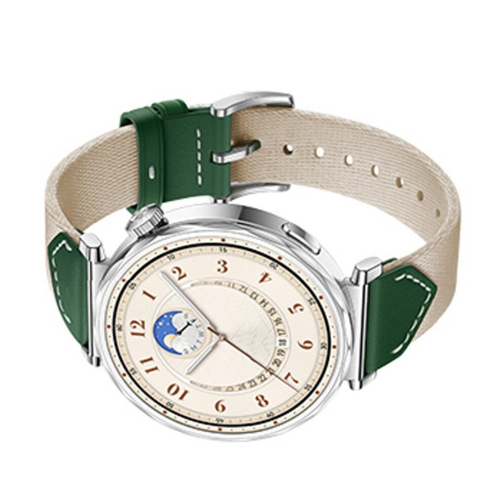 Leather & Nylon Woven Strap Woven Band Elegant Leather Nylon Blend Watchband Elegant Strap Watch Accessories For Watchgreen 7696120856820