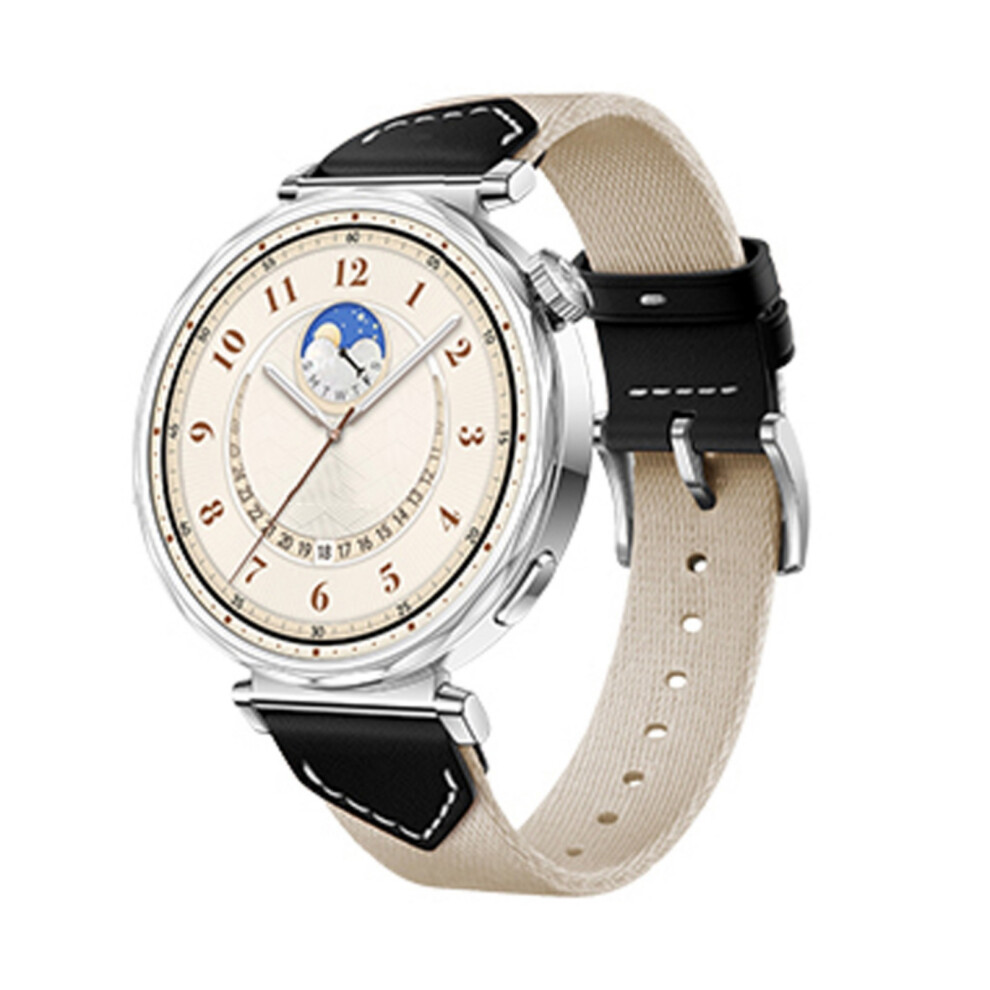 Leather & Nylon Woven Strap Woven Band Elegant Leather Nylon Blend Watchband Elegant Strap Watch Accessories For Watchblack 7696120856813