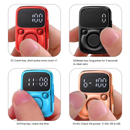 Number Counter Hand Finger Display Manual Counting   Timer Soccer Counter USB ChargingBlack 1