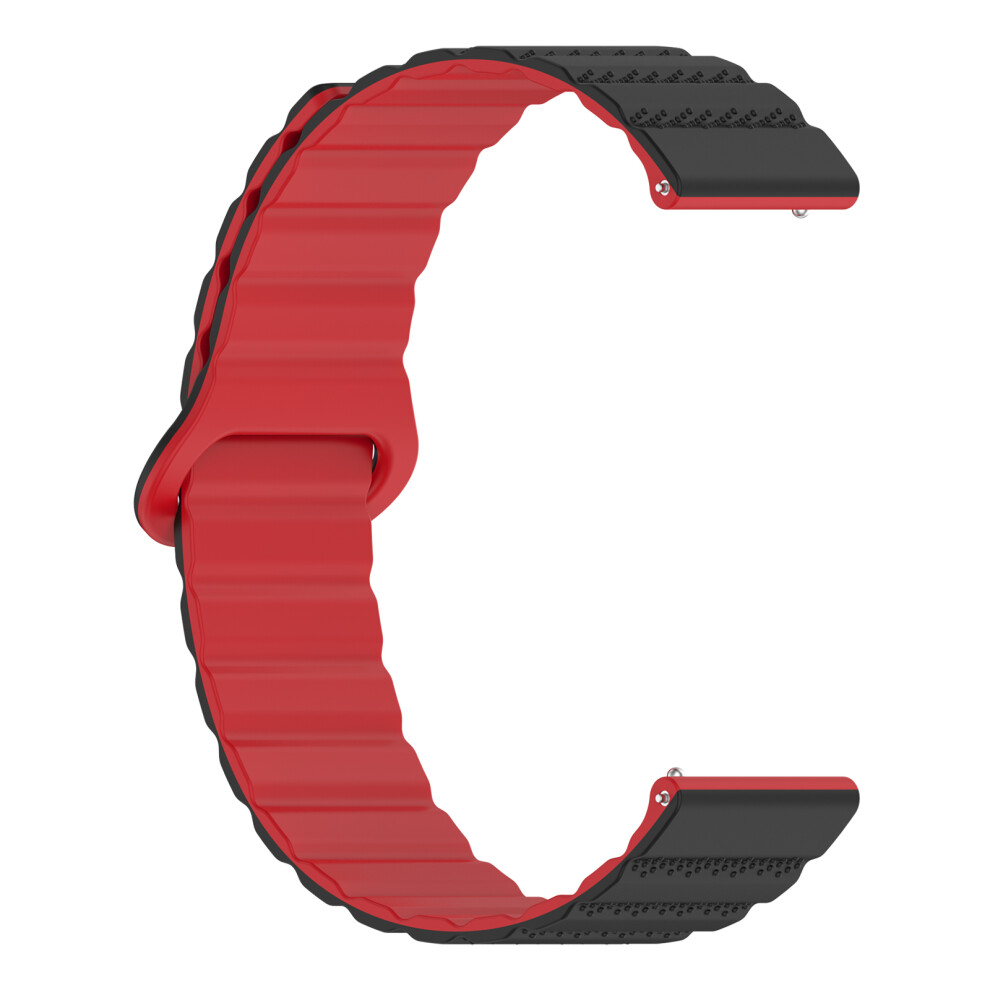 Silicone Watch Band Strap Bracelet Belt With Magnetic Closures Fit For 18Mm 20Mm 22Mm Smartwatch, Comfortable Daily Wearblack Red 7696140851713
