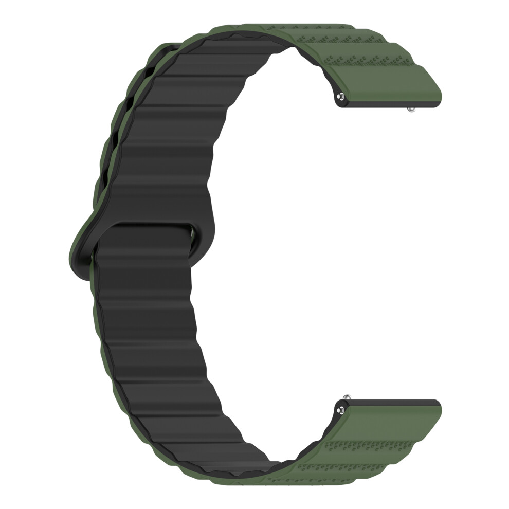 Silicone Watch Band Strap Bracelet Belt With Magnetic Closures Fit For 18Mm 20Mm 22Mm Smartwatch, Comfortable Daily Weargreen Black 7696140851690