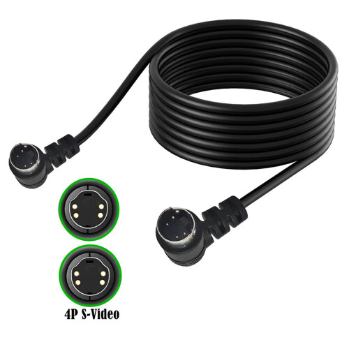 4Pin S Video Cable Gold Plated Plugs   straight to bend 2