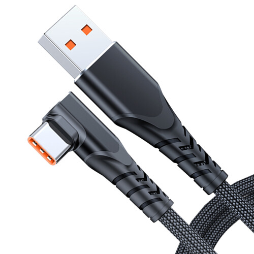 USB to C Cable Right Angles USB  1m Grey