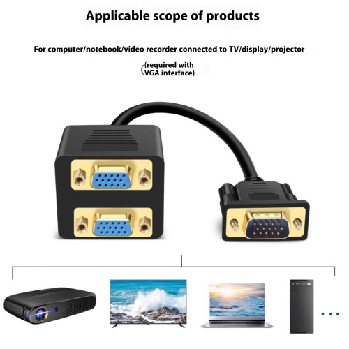 VGA Splitter Cable 1Input 2Output 1080P Double 2