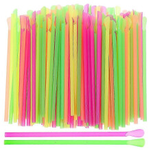 400 Stück Löffel-Strohhalme, Slushie-Strohhalme, Löffel-Scoop-Strohhalme, Einweg-Getränke-Strohhalme für Eistüten