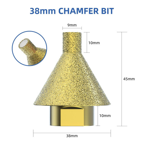 Diamond Beveling Chamfer Bit 38mm, Countersink and Punching Bits,Diamond Cone Tile Bit 2