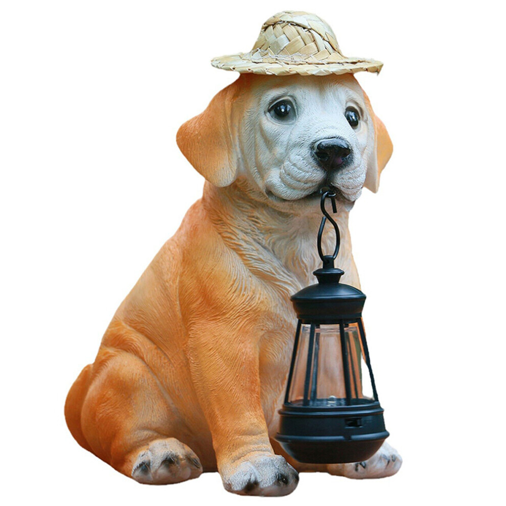 Decorazione Per Esterni Con Statua Di Cane Creativa, Luce Solare In Resina Per Esterni-image