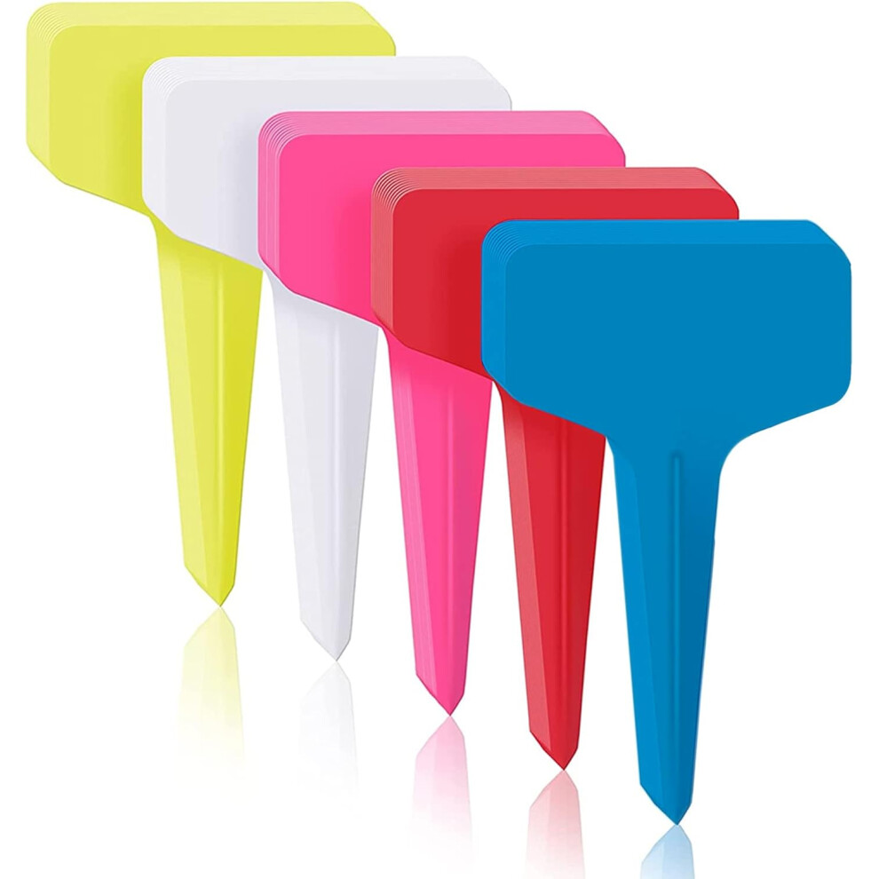 Plantenlabels, 6 * 10 Cm Plastic T-Type Plantenmarkers En Labels, Moestuinlabels Voor Plantenmarkers En Accessoires (Veelkleurig)-image