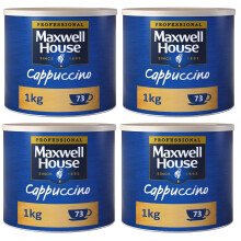 Maxwell House Cappuccino Instant Coffee 1kg Tin (Pack of 4, Total 4000 grams)
