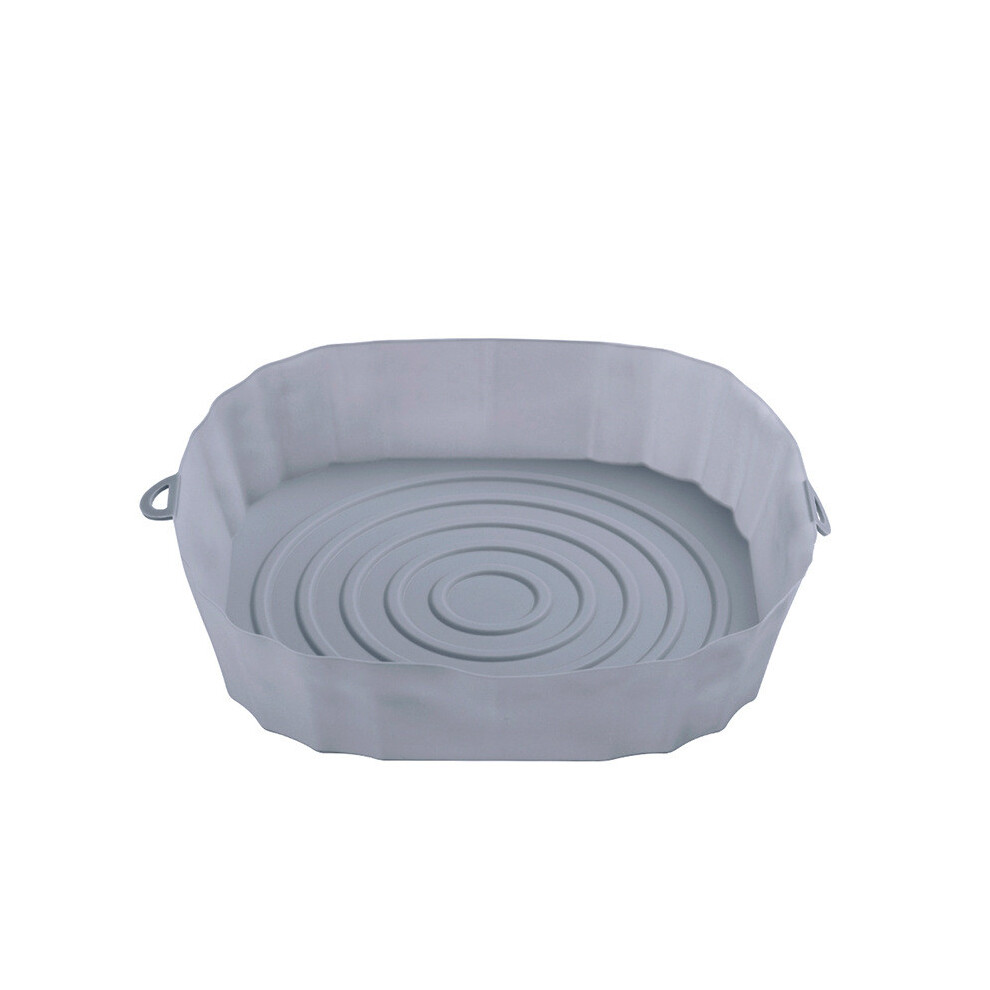 (Grey) Air Fryer Silicone Basket Multifunctional Barbecue Mat Kitchen Baking Oven Tray Grey