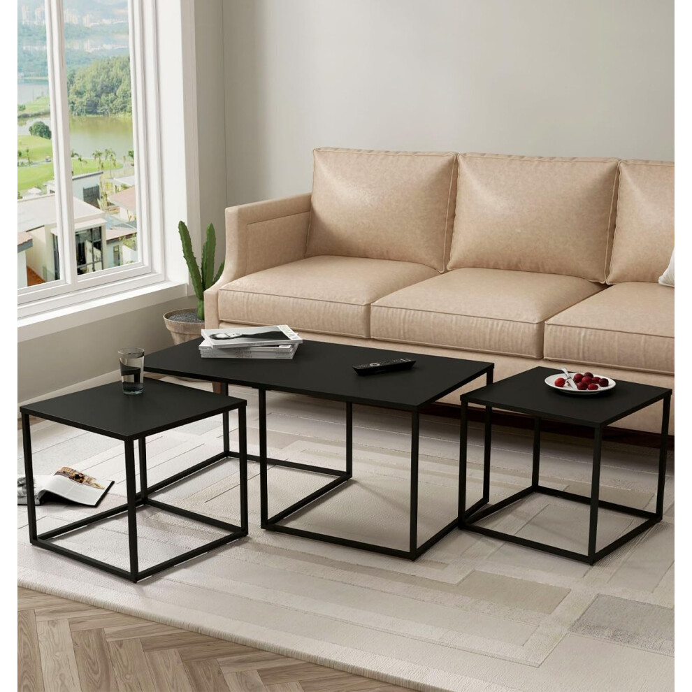 Hallowood Furniture Bewdley Metal Coffee Table With Nest Of Tables