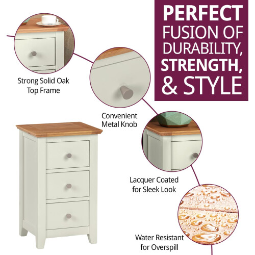 Hallowood Furniture Clifton Oak Painted Bedside Table 1