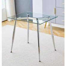 Hallowood Furniture Cullompton Small Glass Dining Table (0.8m) with Chrome Legs