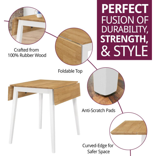 Hallowood Furniture Ledbury Drop Leaf Rectangular Table in White Painted and Oak Finish 1