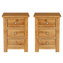 Hallowood Furniture Waverly Oak 3 Drawer Bedside Table (Pair)