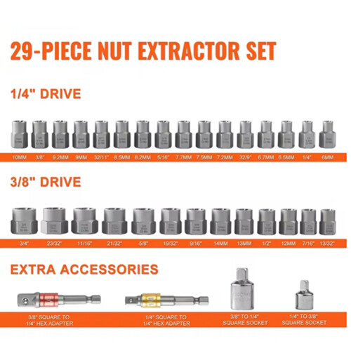 Conjunto extrator de parafusos com 29 peças 1