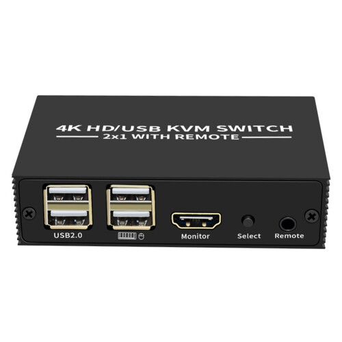 4K 60Hz KVM-kytkin 2x1 USB PC-näytölle 1