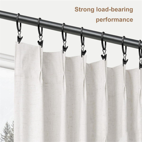 40 PCS Curtain Rings with Clips, Rings Hooks,Black 2