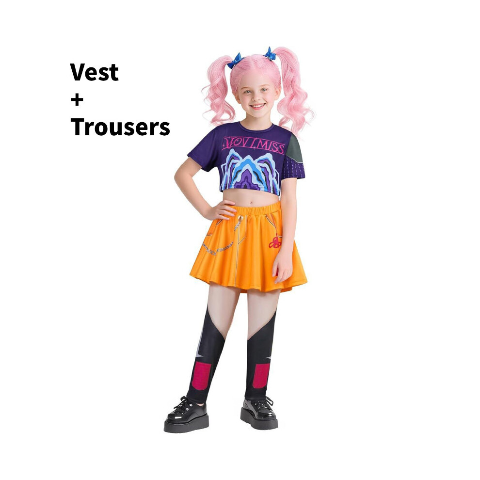(Mira, 110cm) Kpop Hunters Demon Rumi Mira Zoey Kids Cosplay Costume Party Halloween Dress
