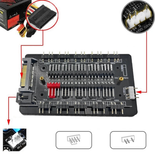 Divisor multidirecional ARGB de 4 pinos PWM e 5 V e 3 pinos ARGB, hub 16Hub 1