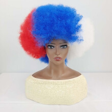 (Red Blue White) Fluffy Colorful Fashionable Explosive Shaped Women Wig For Performance Use