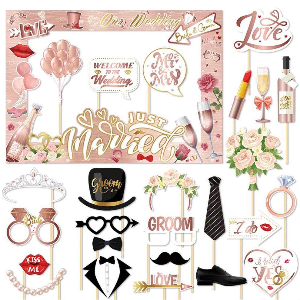 Kit Di Accessori Per Foto Di Nozze, Accessori Per Foto Della Futura Sposa In Oro Rosa