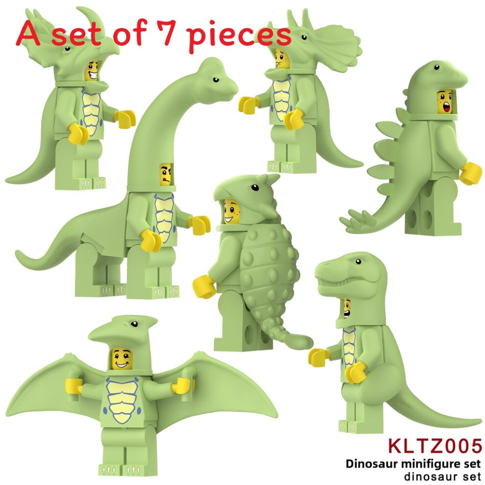 (Green) Colored Dinosaur Multi Assembled Building Blocks Children Mini Ornaments Toys Green