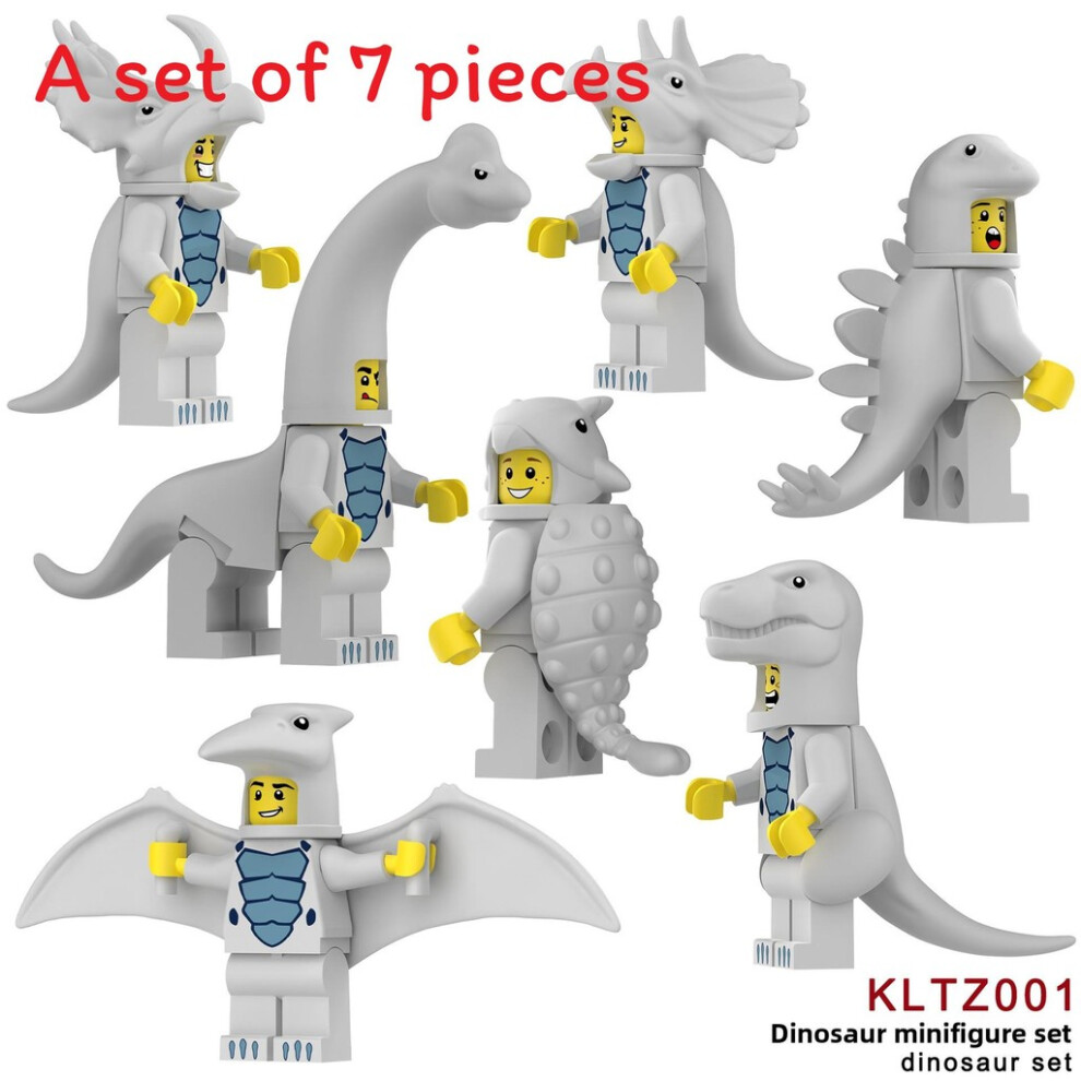 (Grey) Colored Dinosaur Multi Assembled Building Blocks Children Mini Ornaments Toys Grey
