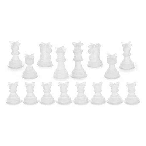 Lot de 16 moules d'échecs en silicone pour résine