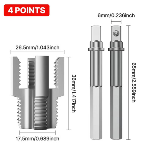 Kit Para Roscar Tuberías De Plomería - 4 Puntas De Acero Al Carbono, Herramienta Manual Para Roscado Interno Y Externo