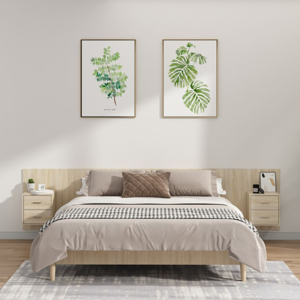 Vidaxl Bed Headboard With Cabinets Sonoma Oak Engineered Wood