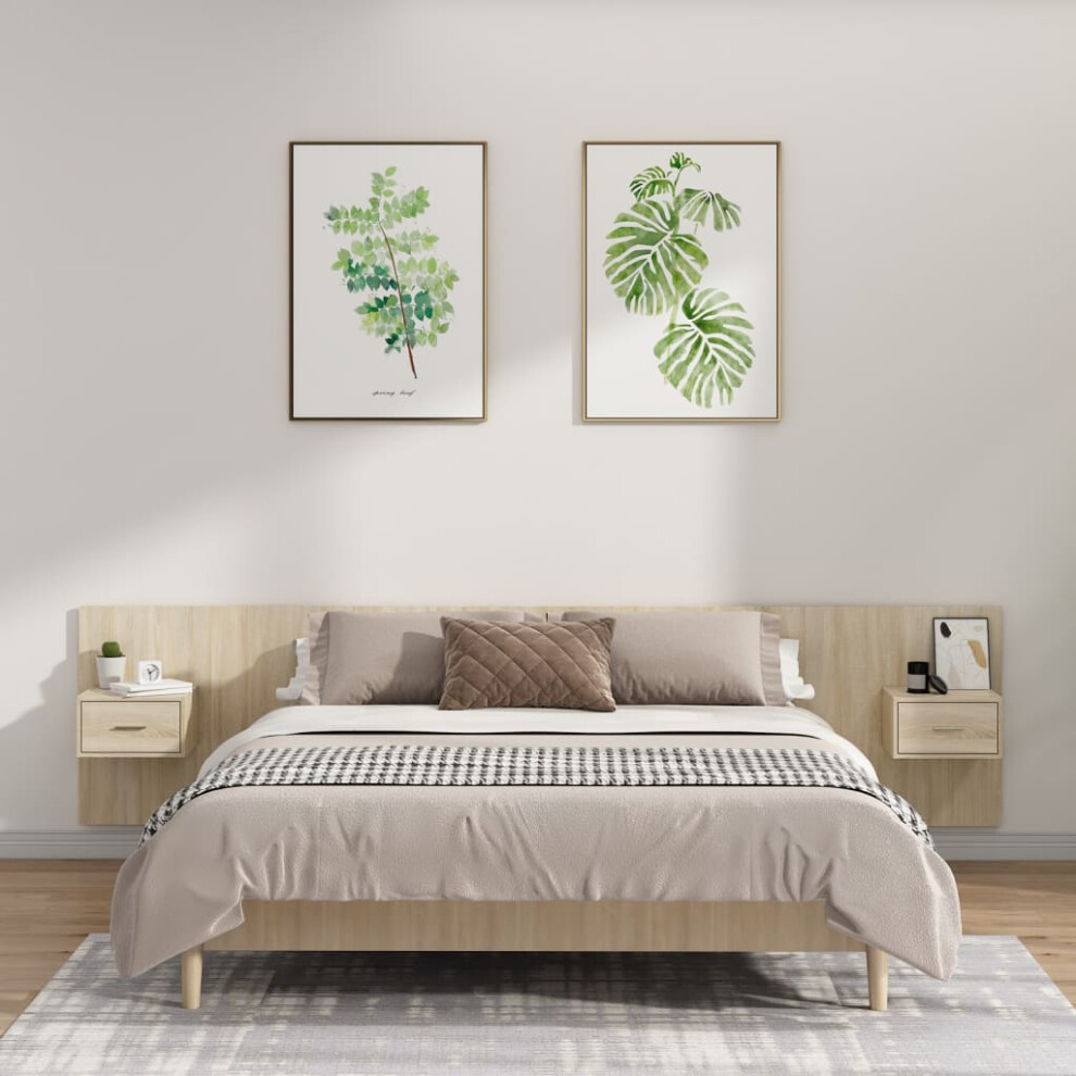 Vidaxl Bed Headboard With Cabinets Sonoma Oak Engineered Wood