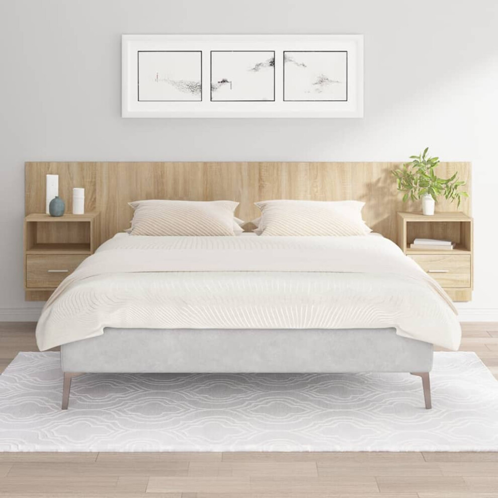 Vidaxl Bed Headboard With Cabinets Sonoma Oak Engineered Wood