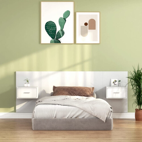 VidaXL Bed Headboard with Cabinets White Engineered Wood