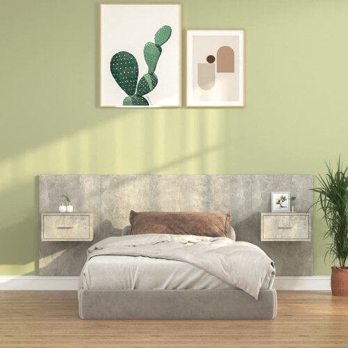 VidaXL vidaXL Bed Headboard with Cabinets Concrete Grey Engineered Wood